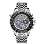 World Timer Mechanical Quartz Hybrid- Steel Matt Grey