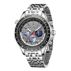 World Timer Mechanical Quartz Hybrid- Steel Matt Grey